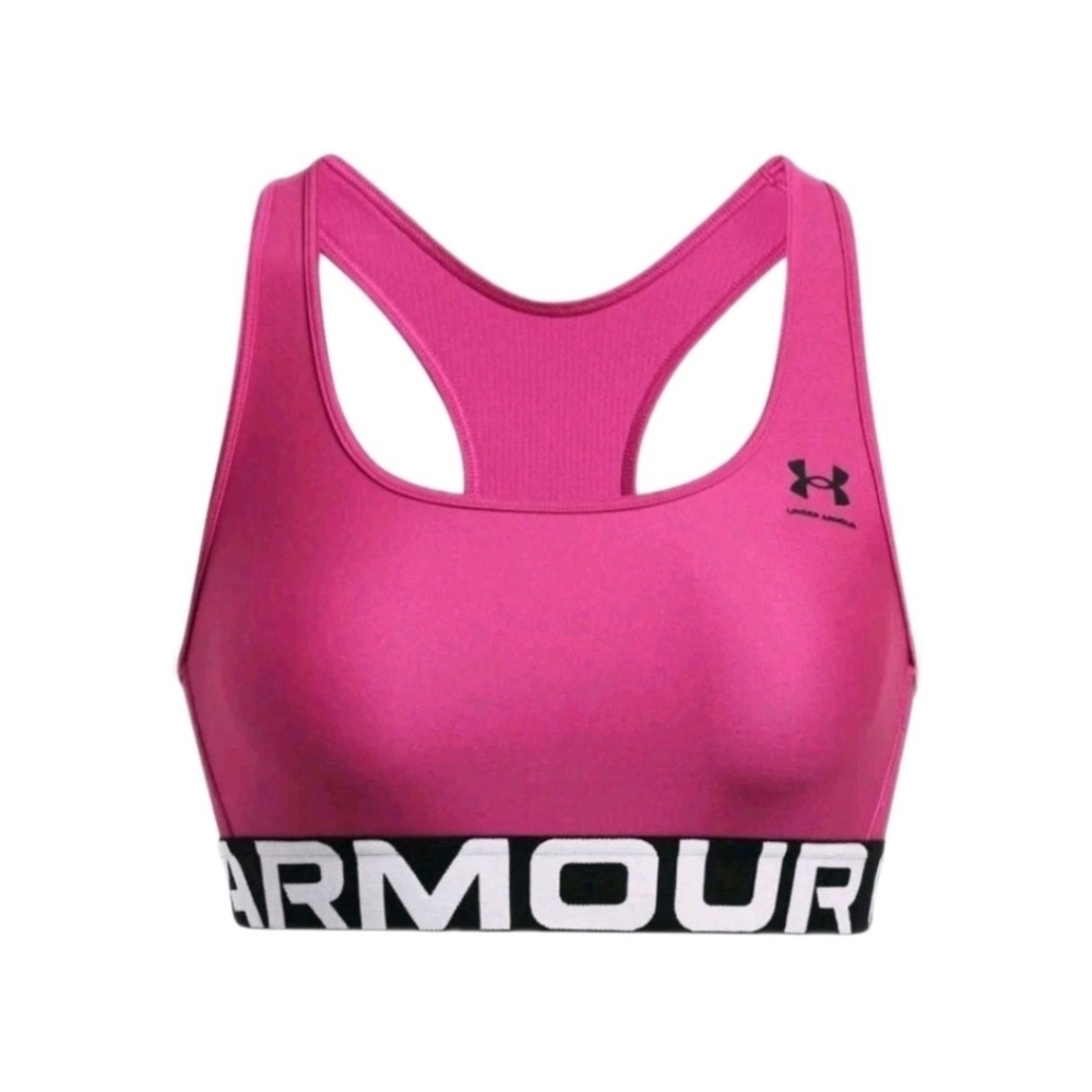 Under Armour Sports Bra Compression Support Mid HeatGear XL Astro Hot Pink NWT